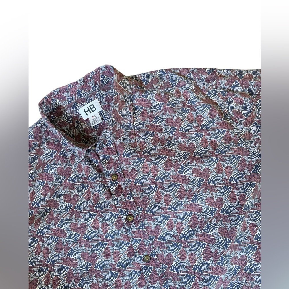 Harbor Bay Men’s 2XL Vintage Fish Button Down Short Sleeve Shirt Cotton - Picture 5 of 12